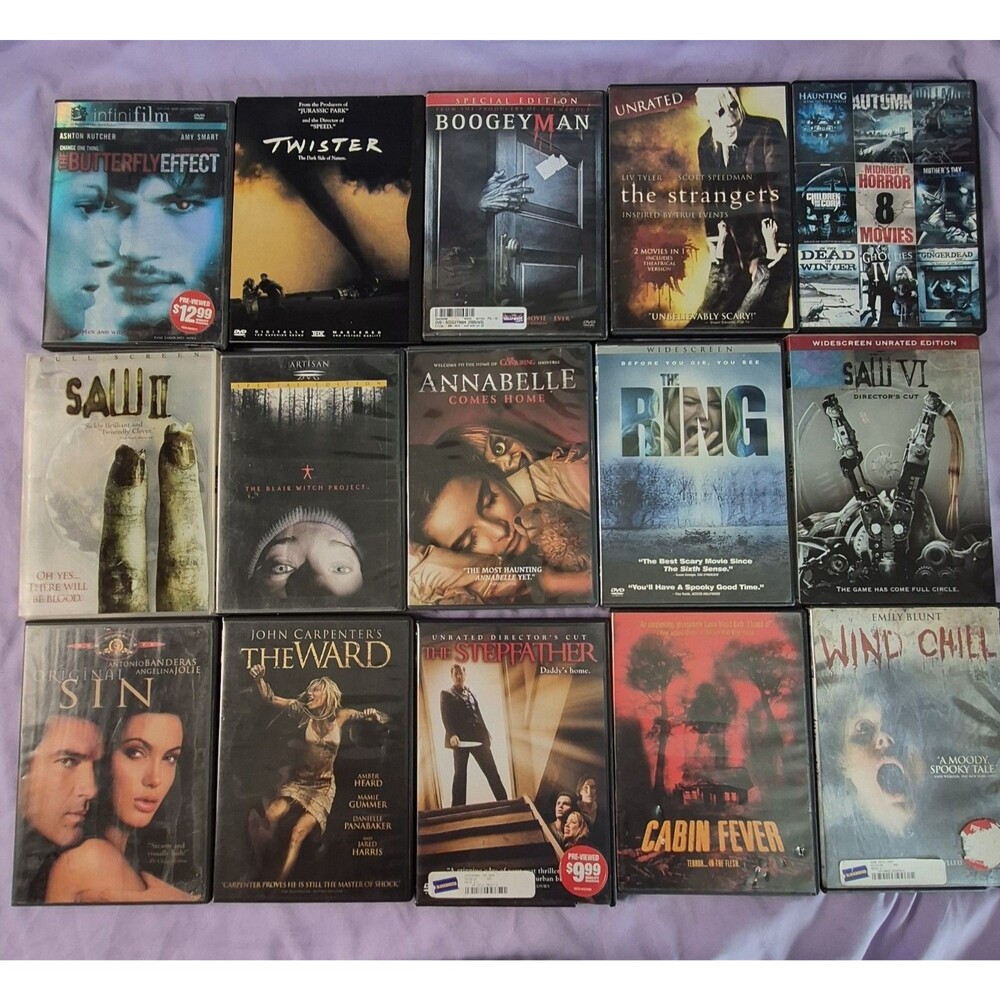 HUGE Horror Movie Lot DVD Halloween Spooky Season Saw, Ring, Blair Witch, boogey